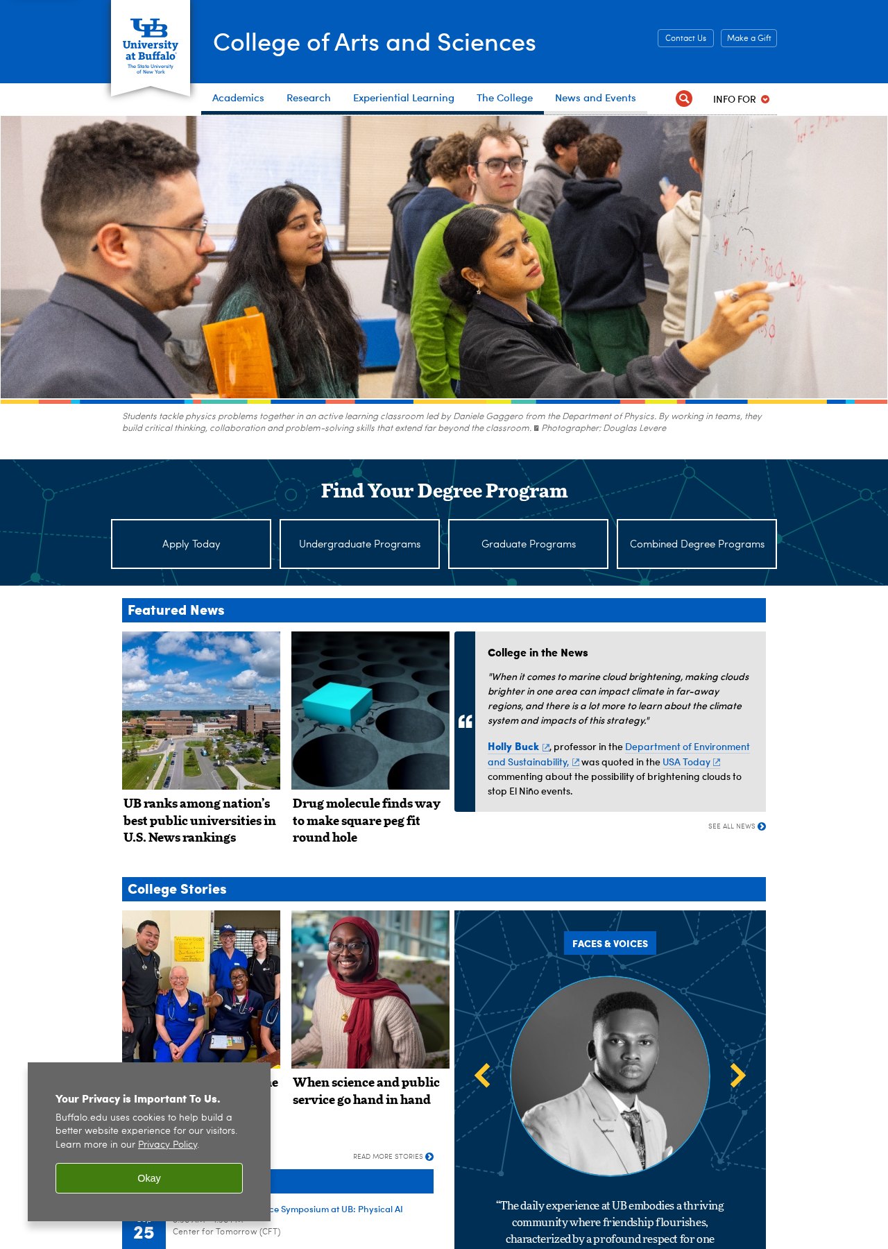 arts-sciences.buffalo.edu website project