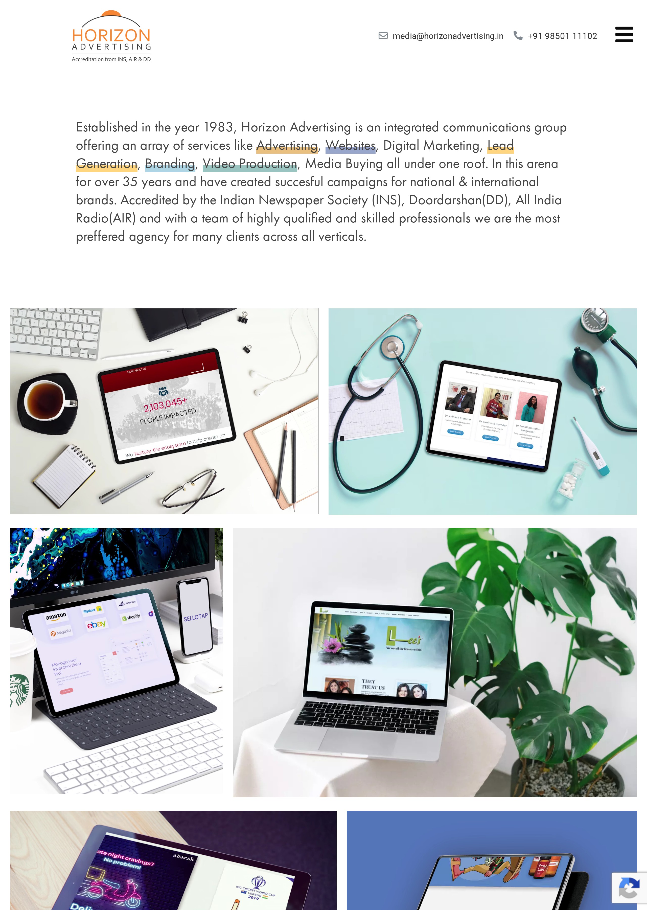 HorizonAdvertising.in website screenshot